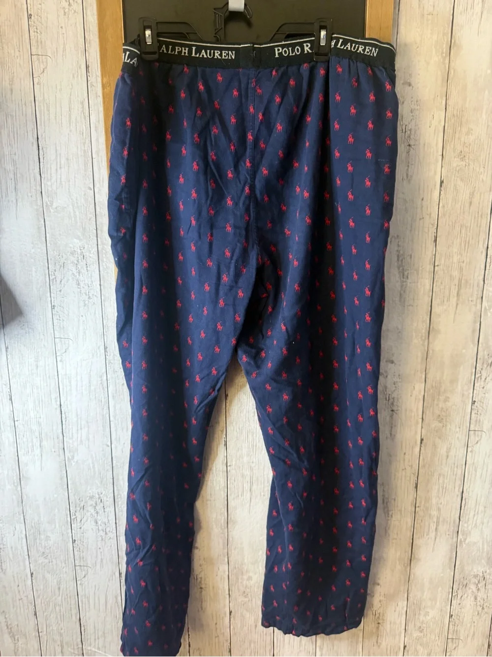 Polo Ralph Lauren Mens Pajama Pants Navy Blue Red Pony Logo Cotton Large L